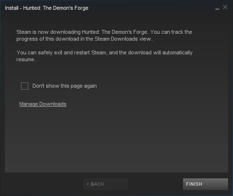 hunted the demons forge steam error
